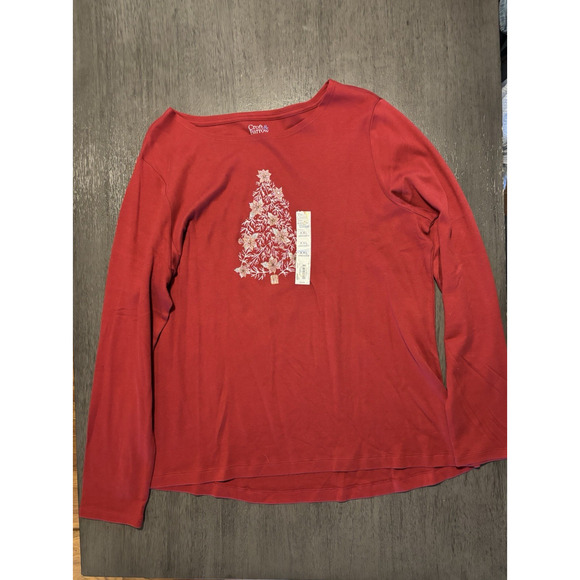NWT Croft & Barrow Women's Set of Two Holiday Long Sleeve Classic Tee's Size XXL - Picture 2 of 10